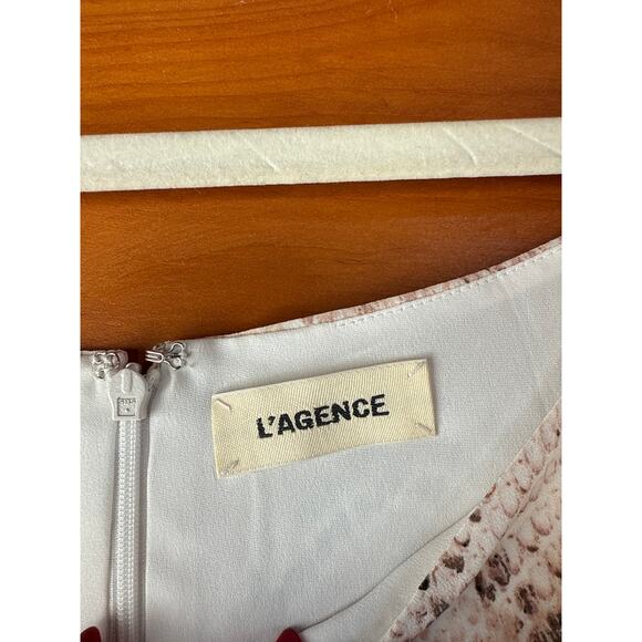 NWOT L’AGENCE Python Snake Skin Print Cut Out Front Silk Dress White Tan Size XS - Picture 4 of 4